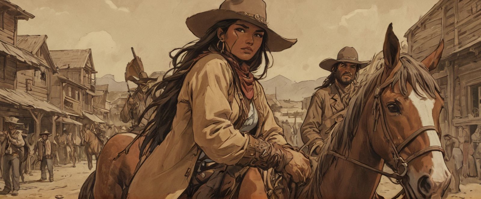 36954-2530345526-a page from comics, two people, red dead redemption meeting with indians Cheyenne, dark cowboy face, old cowboy, unshaved, stron.jpg